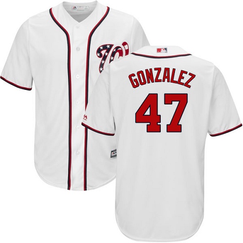 Nationals #47 Gio Gonzalez White Cool Base Stitched Youth MLB Jersey